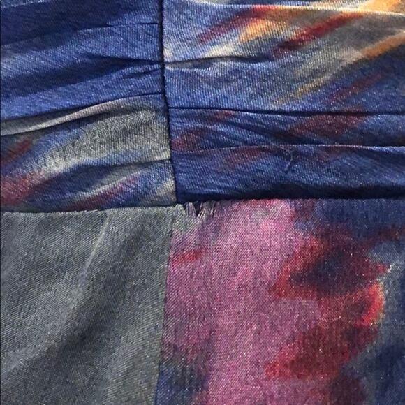 Andrew Marc Size 4 Silk Dress Sleeveless Blue Drape Cowl Neck - Picture 10 of 11